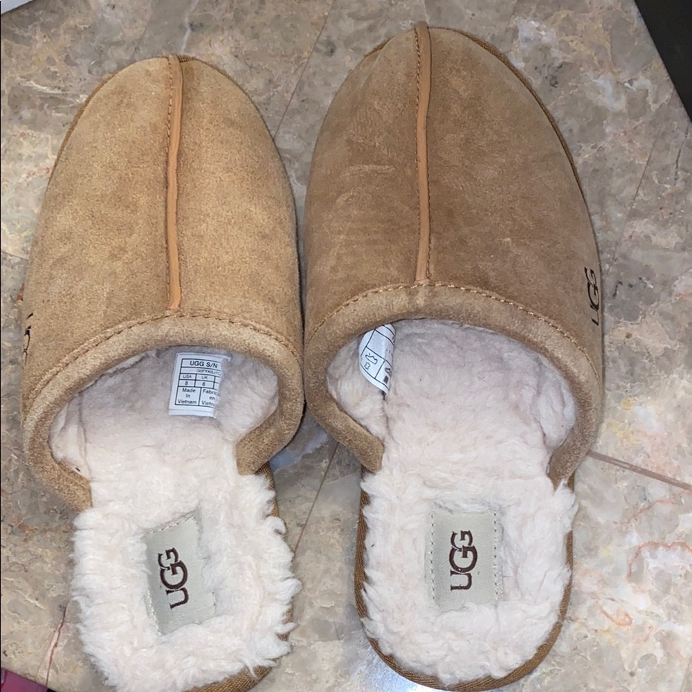 UGG Chestnut Slippers with Soft White Lining